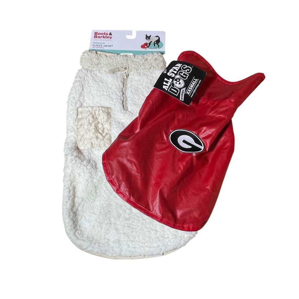 Boots & Barkley Sherpa Jacket & Georgia Bulldogs Dog Vest Set NWT